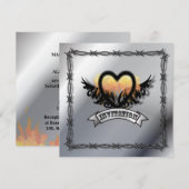 Invitation de mariage motard Rock N Roll coeur de (Devant / Derrière)