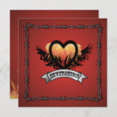 Invitation de mariage motard Rock N Roll cœur de f (Devant / Derrière)