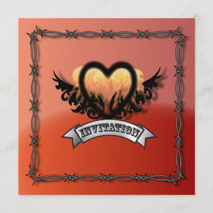 Invitation de mariage motard Rock N Roll Cœur de f