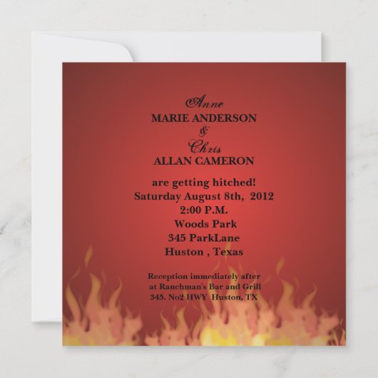 Invitation de mariage motard Rock N Roll Flames He (Dos)