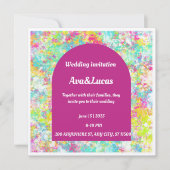 Invitation de mariage multicolore vibrante avec gr (Devant)