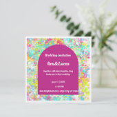 Invitation de mariage multicolore vibrante avec gr (Debout devant)
