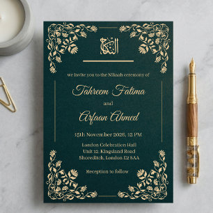 Invitation de mariage musulman Nikkah vert émeraud