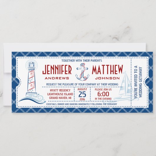 Invitation de mariage nautique (Devant)