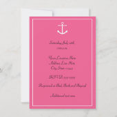 Invitation de mariage nautique à l'ancre rose (Dos)