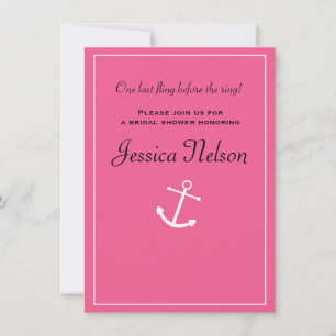 Invitation de mariage nautique à l'ancre rose