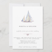 Invitation de mariage nautique à l'aquarelle voili (Devant)