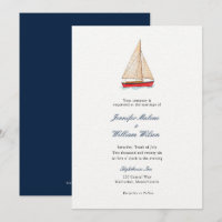 Invitation de mariage nautique à voilier aquarelle
