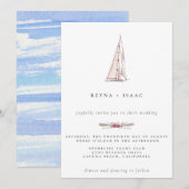 Invitation de mariage nautique au bateau à voile a (Devant / Derrière)
