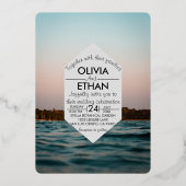 Invitation de Mariage nautique de la marine modern (Recto)