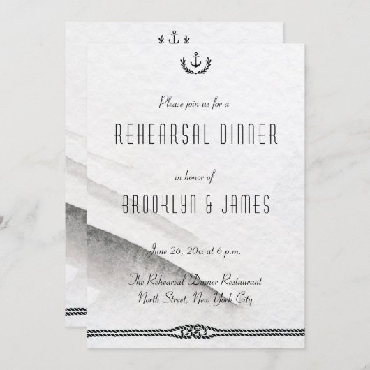 Invitation de Mariage nautique Gris Blanc (Devant / Derrière)