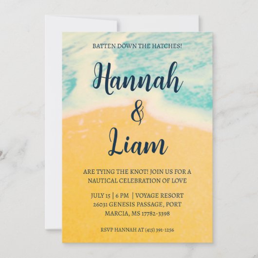 invitation de mariage nautique minimaliste (Devant)