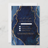 Invitation de mariage Navy Marble & Gold Agate RSV (Devant)