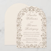 Invitation de mariage neutre à calligraphie romant (Devant / Derrière)