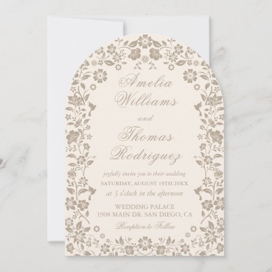 Invitation de mariage neutre à calligraphie romant (Devant)