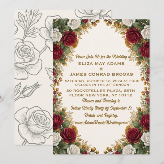 Invitation de mariage New York Rose (Devant / Derrière)