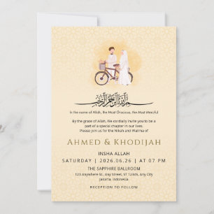 Invitation de mariage Nikah couple motif islamique