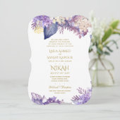 Invitation de mariage NIKAH - Walimah Purple Flora (Debout devant)