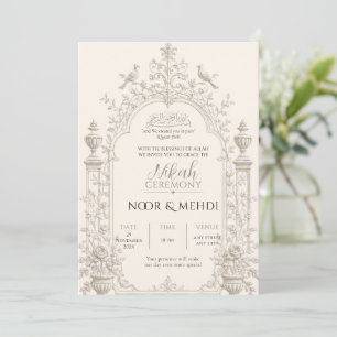 Invitation de mariage Nikkah islamique vintage élé