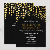Invitation de mariage noir avec points de confetti (Devant / Derrière)