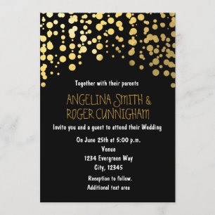 Invitation de mariage noir avec points de confetti
