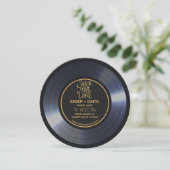 Invitation de mariage noir de disque vinyle rétro (Debout devant)