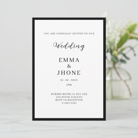 Invitation de mariage noir et blanc éditorial mode (Debout devant)