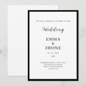 Invitation de mariage noir et blanc éditorial mode (Devant / Derrière)