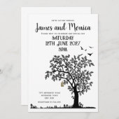 Invitation de Mariage  noir et blanc pour arbre/oi (Devant / Derrière)