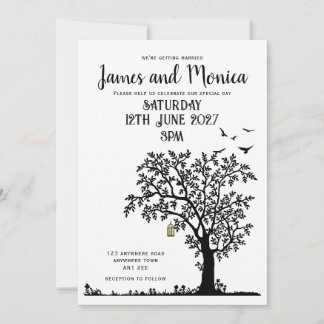 Invitation de Mariage  noir et blanc pour arbre/oi