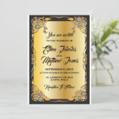Invitation de mariage noir et or (Debout devant)