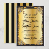 Invitation de mariage noir et or (Devant / Derrière)