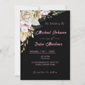 Invitation de mariage noir et rose moderne | Chic  (Devant)