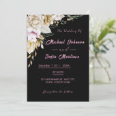 Invitation de mariage noir et rose moderne | Chic  (Debout devant)