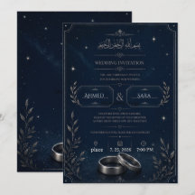 Invitation de mariage Nuit étoilée Bleu marine et