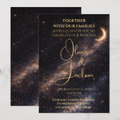 Invitation de mariage nuit étoilée céleste (Devant / Derrière)