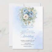 Invitation de mariage numérique florale poussiéreu (Devant)