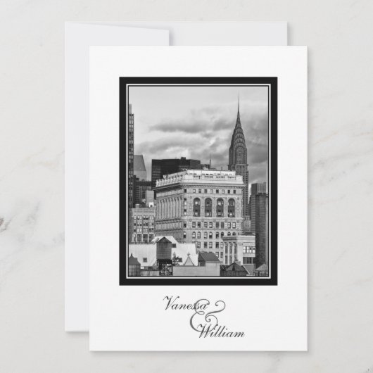 Invitation de mariage NYC Skyline Chrysler Flatiro (Devant)