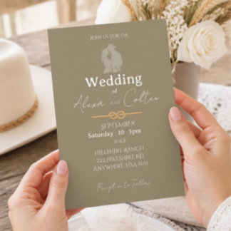 Invitation de mariage occidental minimaliste brun