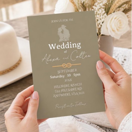 Invitation de mariage occidental minimaliste brun