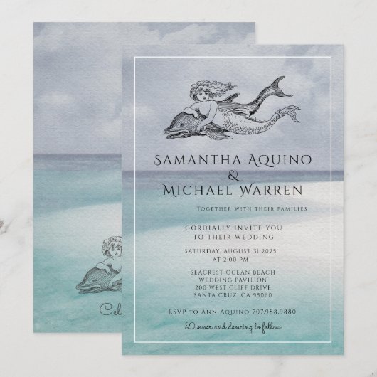 Invitation de mariage Ocean Beach (Devant / Derrière)