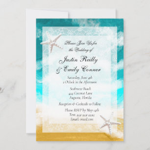 Invitation de mariage océan bord de mer turquoise 
