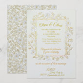 Invitation de mariage - Or classique & Branche d'o (Devant / Derrière)