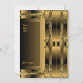 Invitation de mariage Or Vieil Art Déco Floral (Dos)