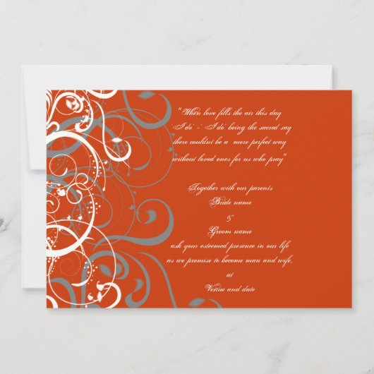 Invitation de mariage orange (Devant)