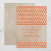 Invitation de mariage Orange Chic Chevron (Devant / Derrière)