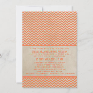 Invitation de mariage Orange Chic Chevron