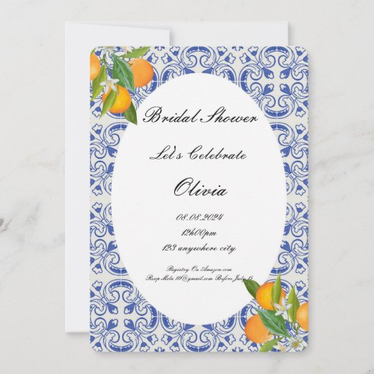 Invitation de mariage Orange Citrus (Devant)