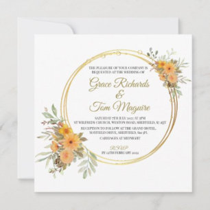 Invitation de mariage Orange Gold Automne