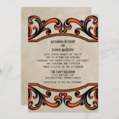Invitation de mariage Orange Gothique (Devant / Derrière)